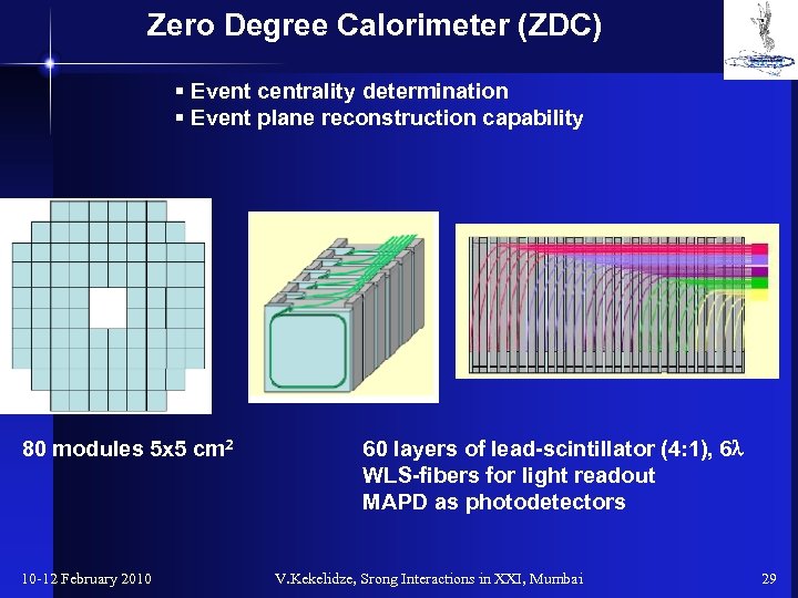 Zero Degree Calorimeter (ZDC) § Event centrality determination § Event plane reconstruction capability 80