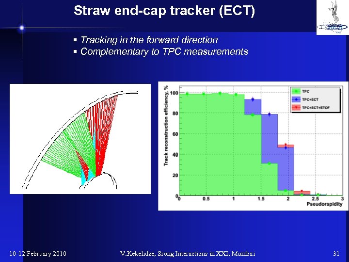 Straw end-cap tracker (ECT) § Tracking in the forward direction § Complementary to TPC