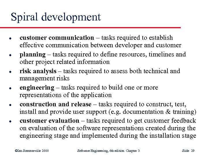 Spiral development l l l customer communication – tasks required to establish effective communication