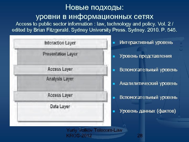 Новые подходы: уровни в информационных сетях Access to public sector information : law, technology