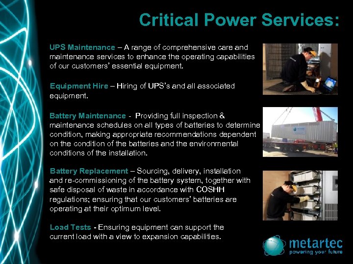 Critical Power Services: UPS Maintenance – A range of comprehensive care and maintenance services