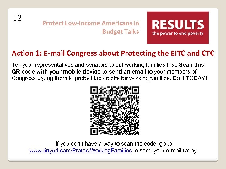 12 Protect Low-Income Americans in Budget Talks Action 1: E-mail Congress about Protecting the