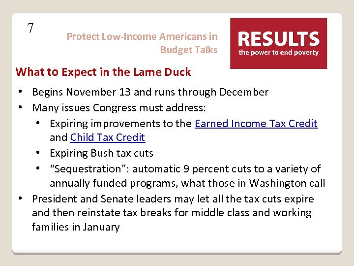 7 Protect Low-Income Americans in Budget Talks What to Expect in the Lame Duck