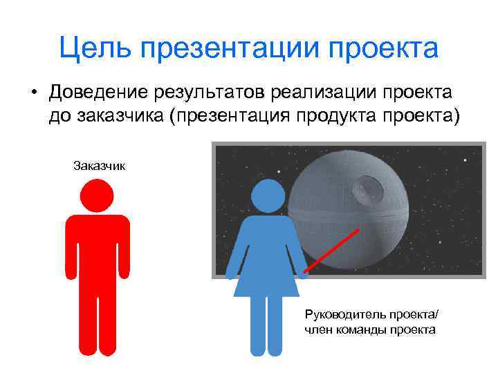 Цель презентации проекта • Доведение результатов реализации проекта до заказчика (презентация продукта проекта) Заказчик