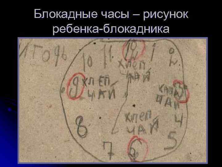 Блокадные часы – рисунок ребенка-блокадника 