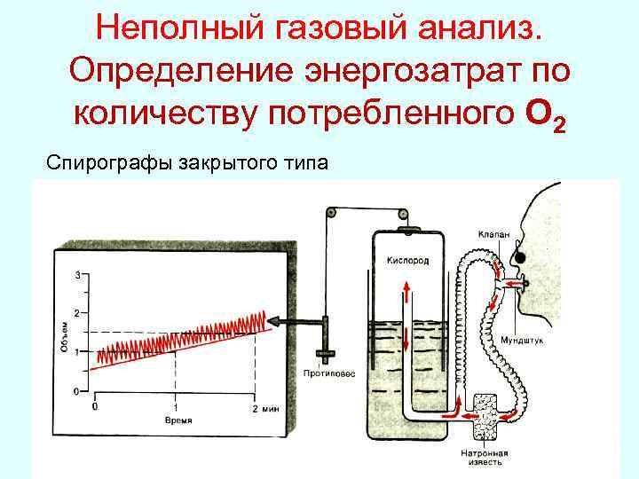Неполный газовый анализ. Определение энергозатрат по количеству потребленного О 2 Спирографы закрытого типа 