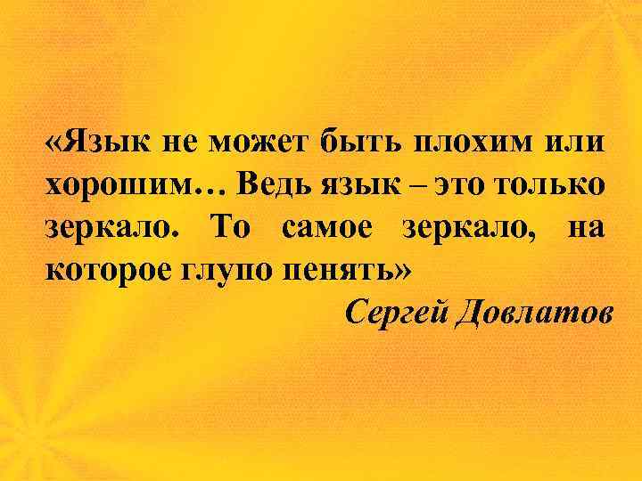  «Язык не может быть плохим или хорошим… Ведь язык – это только зеркало.