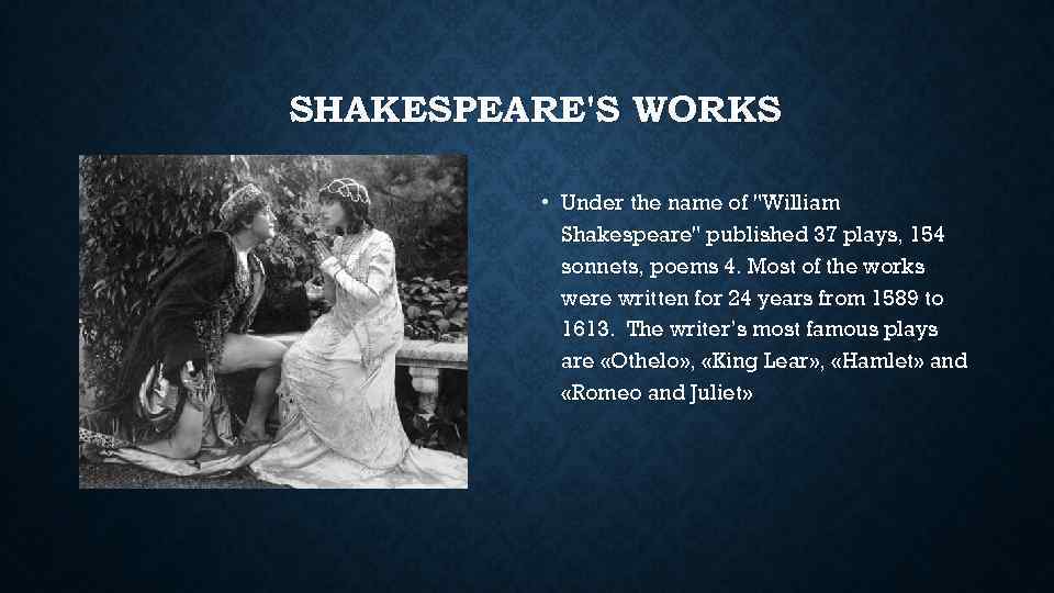 SHAKESPEARE'S WORKS • Under the name of 