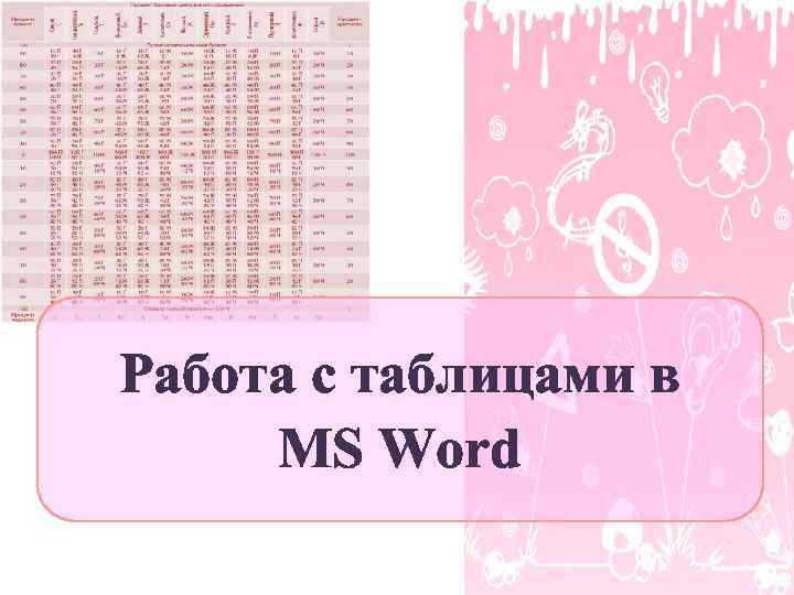 Работа с таблицами в MS Word 