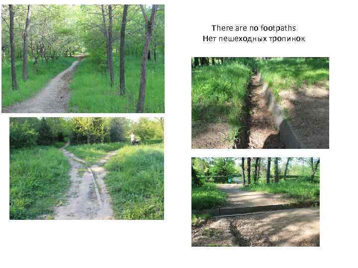 There are no footpaths Нет пешеходных тропинок 