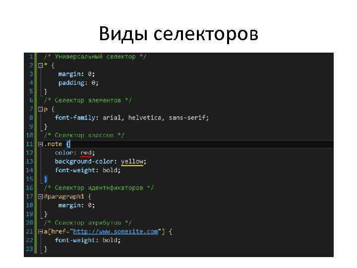 Виды селекторов 