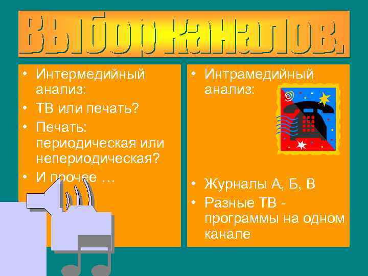  • Интермедийный анализ: • ТВ или печать? • Печать: периодическая или непериодическая? •