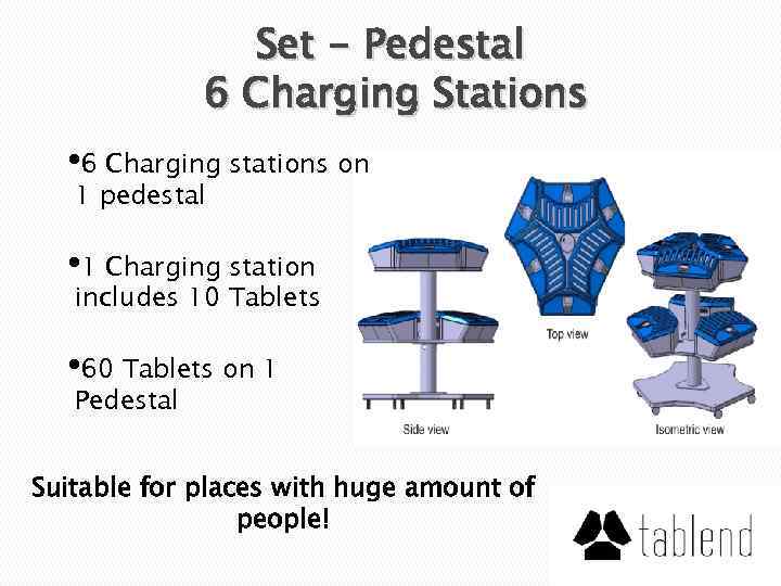 Set - Pedestal 6 Charging Stations • 6 Charging stations on 1 pedestal •