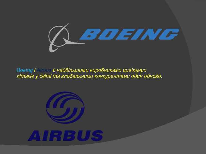 Boeing і Airbus є найбільшими виробниками цивільних літаків у світі та глобальними конкурентами один