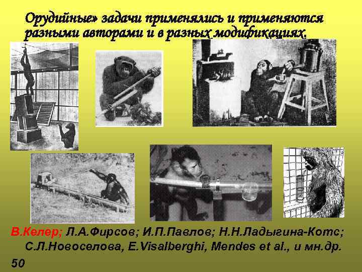 Орудийные» задачи применялись и применяются разными авторами и в разных модификациях. В. Келер; Л.