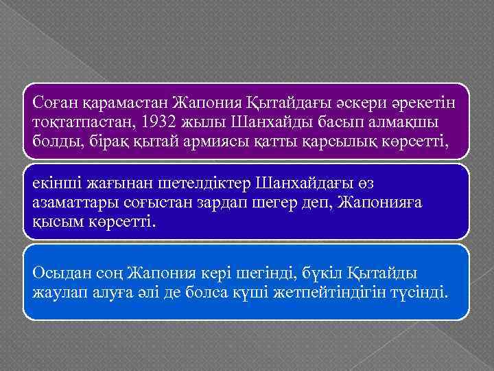 Соған қарамастан Жапония Қытайдағы әскери әрекетін тоқтатпастан, 1932 жылы Шанхайды басып алмақшы болды, бірақ