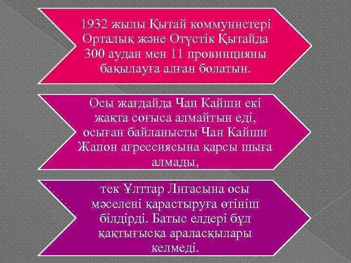 1932 жылы Қытай коммунистері Орталық және Отүстік Қытайда 300 аудан мен 11 провинцияны бақылауға