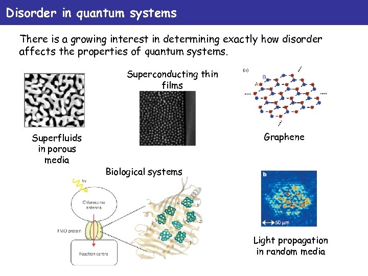 Disorder in quantum systems There is a growing interest in determining exactly how disorder