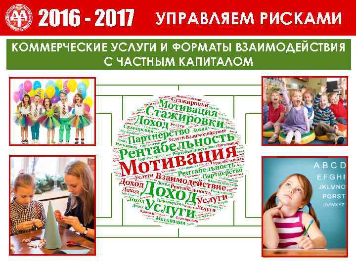 ВЫПОЛНЯЕМ ОБЕЩАНИЯ 2016 - 2017 УПРАВЛЯЕМ РИСКАМИ КОММЕРЧЕСКИЕ УСЛУГИ И ФОРМАТЫ ВЗАИМОДЕЙСТВИЯ С ЧАСТНЫМ