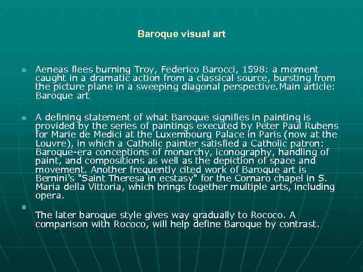 Baroque visual art n n n Aeneas flees burning Troy, Federico Barocci, 1598: a