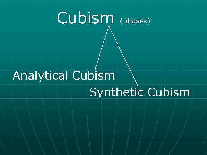 Cubism (phases) Analytical Cubism Synthetic Cubism 