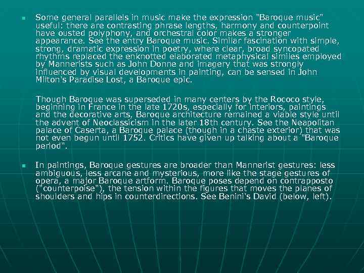 n Some general parallels in music make the expression 