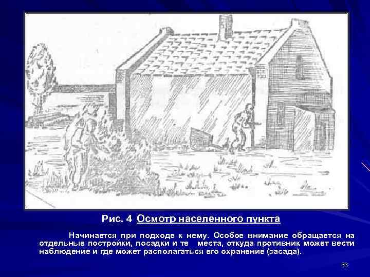 Рис. 4 Осмотр населенного пункта Начинается при подходе к нему. Особое внимание обращается на