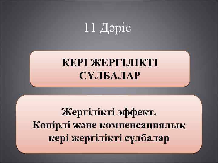 11 Дәріс КЕРІ ЖЕРГІЛІКТІ СҰЛБАЛАР Жергілікті эффект. Көпірлі және компенсациялық кері жергілікті сұлбалар 