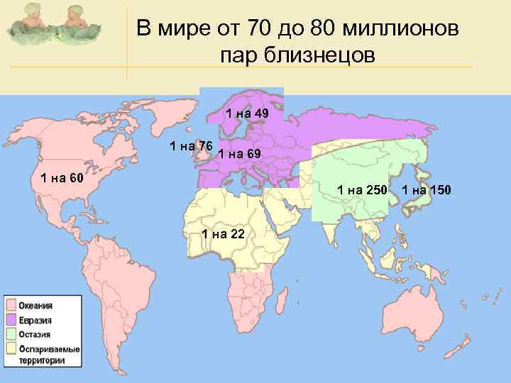 В мире от 70 до 80 миллионов пар близнецов 1 на 49 1 на