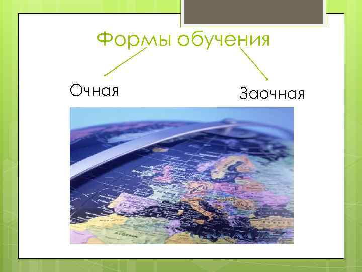 Формы обучения Очная Заочная 