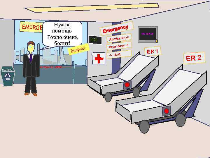 EMERGENCY Нужна ROOM помощь. Горло очень болит! ед! Впер LAUNDRY AUTOMATIC DOORS cy ergen