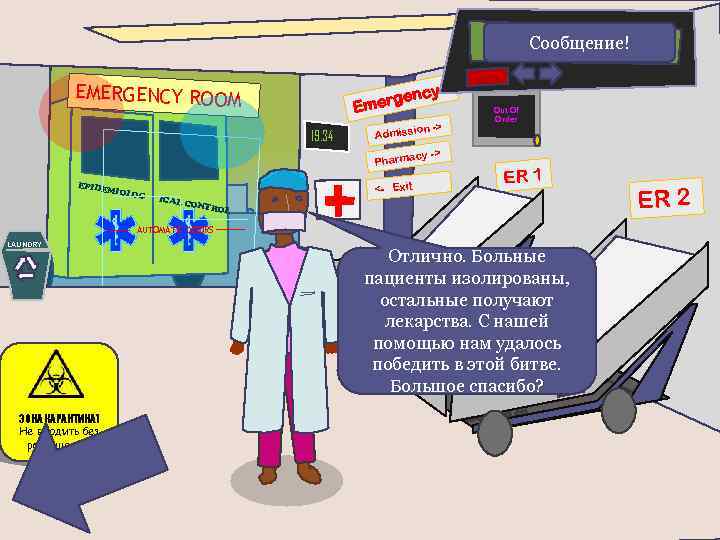 В ординаторскую, подготовка к Сообщение! тесту! EMERGENCY ROOM cy ergen Em 19. 34 n