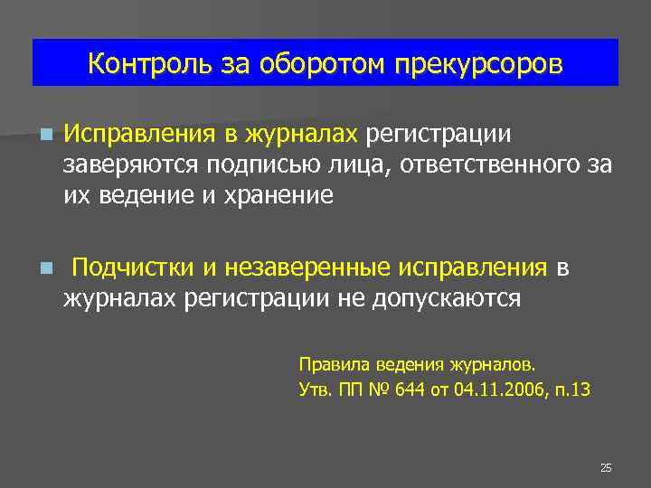 Характеристики оборота. Исправления в журнале прекурсоров. Организация по контролю за прекурсором. Исправления в журнала НС И ПВ. Ответственный за хранения прекурсоров.