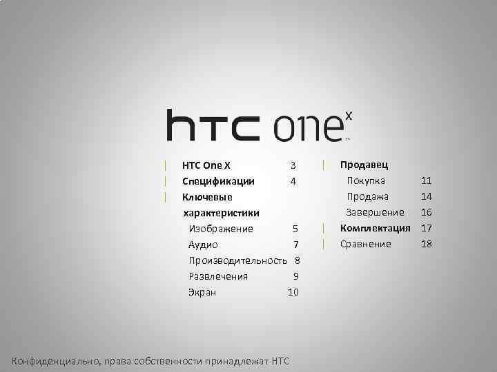 | | | HTC One X 3 Спецификации 4 Ключевые характеристики Изображение 5 Аудио
