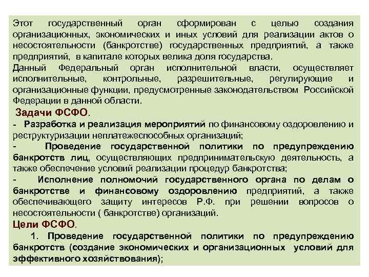 Этот государственный орган сформирован с целью создания организационных, экономических и иных условий для реализации