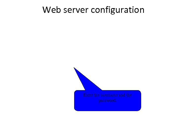Web server configuration Enter the username and the password. 