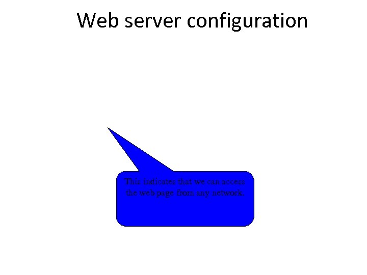 Web server configuration This indicates that we can access the web page from any