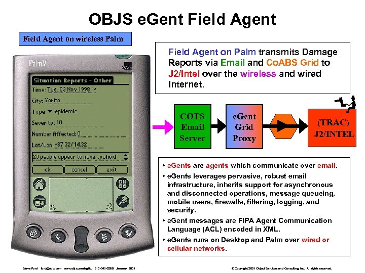 OBJS e. Gent Field Agent on wireless Palm Field Agent on Palm transmits Damage