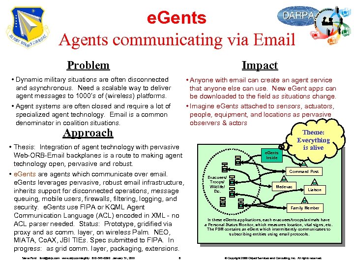 e. Gents Agents communicating via Email Problem Impact • Dynamic military situations are often