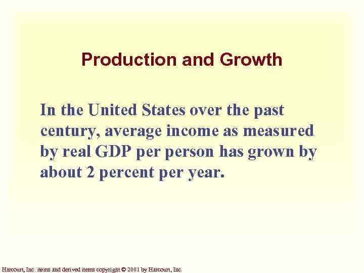 Production and Growth In the United States over the past century, average income as