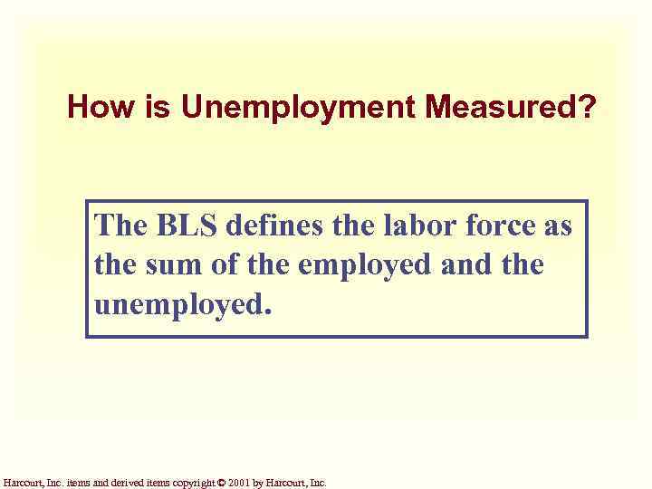 How is Unemployment Measured? The BLS defines the labor force as the sum of