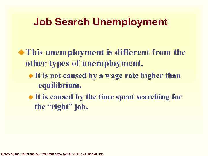 Job Search Unemployment u This unemployment is different from the other types of unemployment.