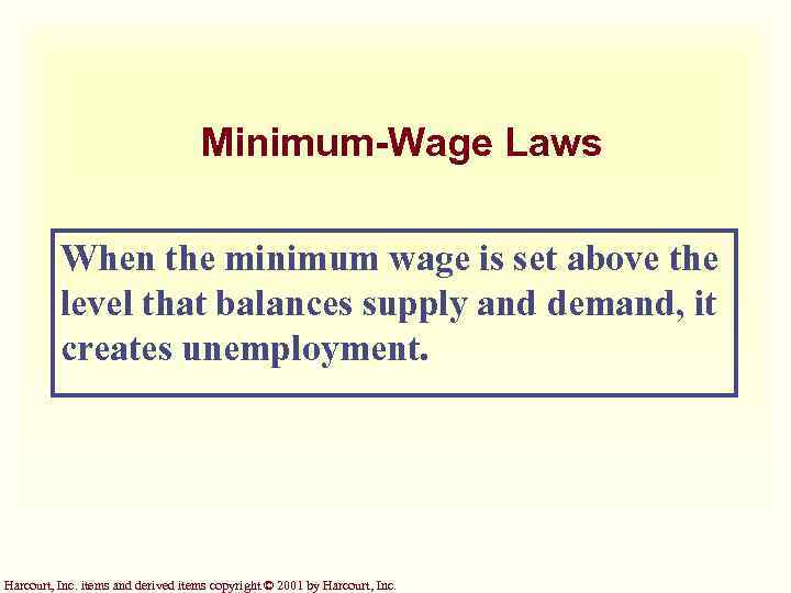 Minimum-Wage Laws When the minimum wage is set above the level that balances supply