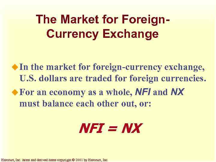 The Market for Foreign. Currency Exchange u In the market foreign-currency exchange, U. S.