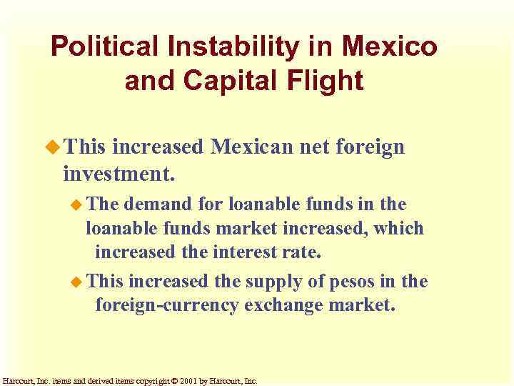 Political Instability in Mexico and Capital Flight u This increased Mexican net foreign investment.