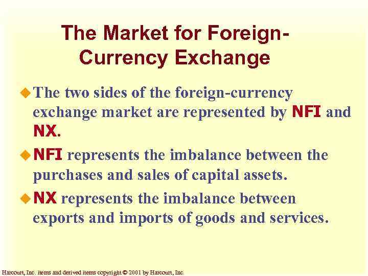 The Market for Foreign. Currency Exchange u The two sides of the foreign-currency exchange