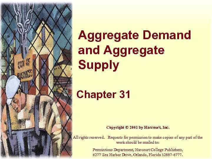 Aggregate Demand Aggregate Supply Chapter 31 Copyright © 2001 by Harcourt, Inc. All rights