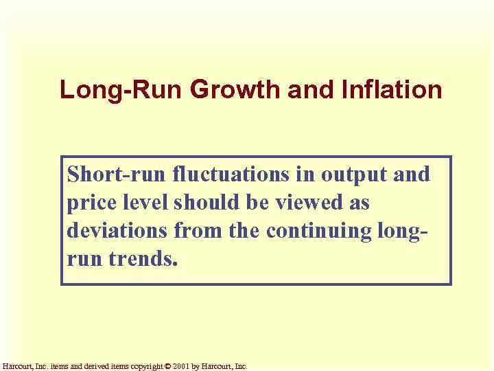 Long-Run Growth and Inflation Short-run fluctuations in output and price level should be viewed