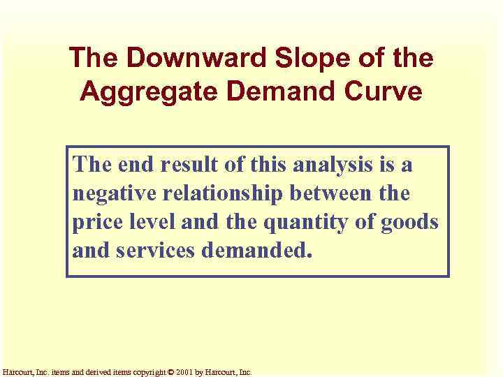 The Downward Slope of the Aggregate Demand Curve The end result of this analysis