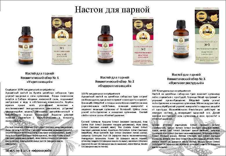 Настои для парной Настой для парной Косметический сбор № 1 «Укрепляющий» Содержит 100% натуральные